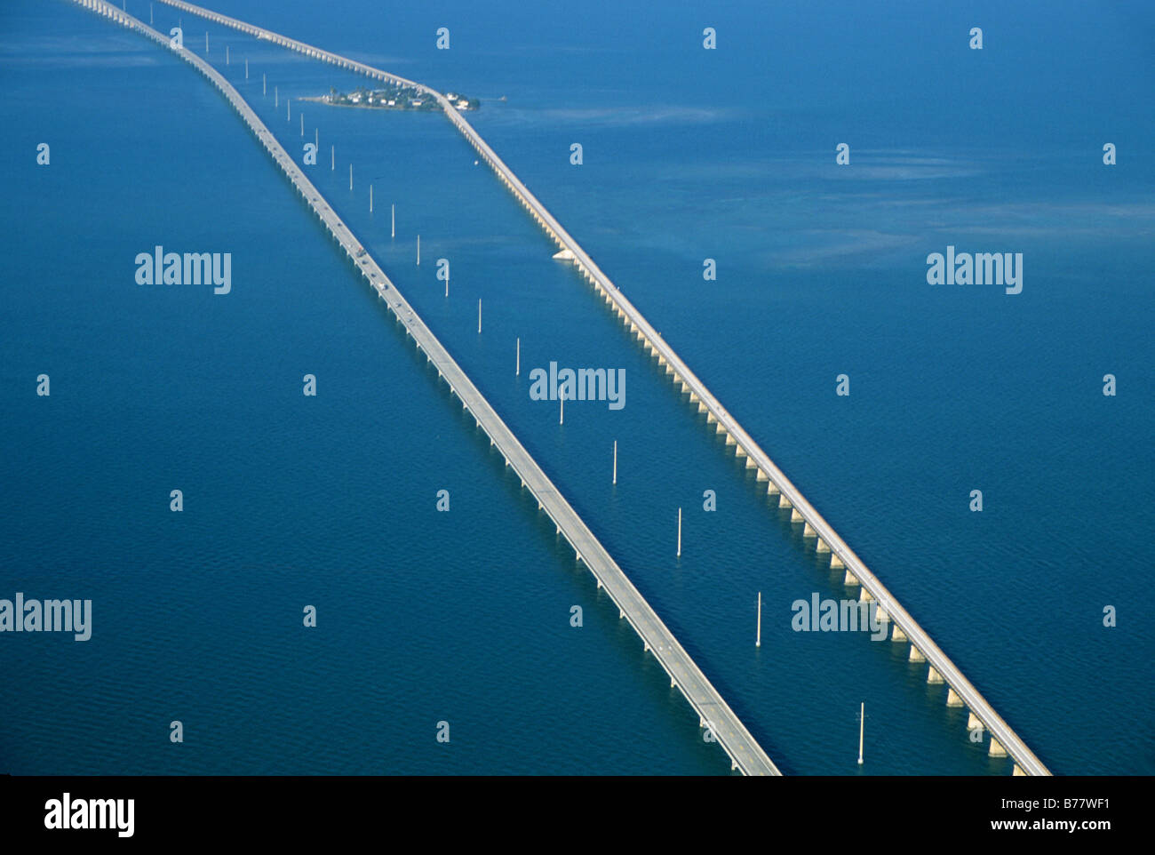 Aerial Seven Mile Bridge in der Nähe von Marathon, Florida Keys Stockfoto
