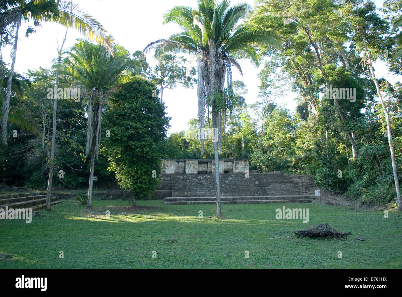 Die Ruinen von der "Grupo del Palacio'on archäologische Stätte von Aguateca. Norden Guatemalas. Stockfoto