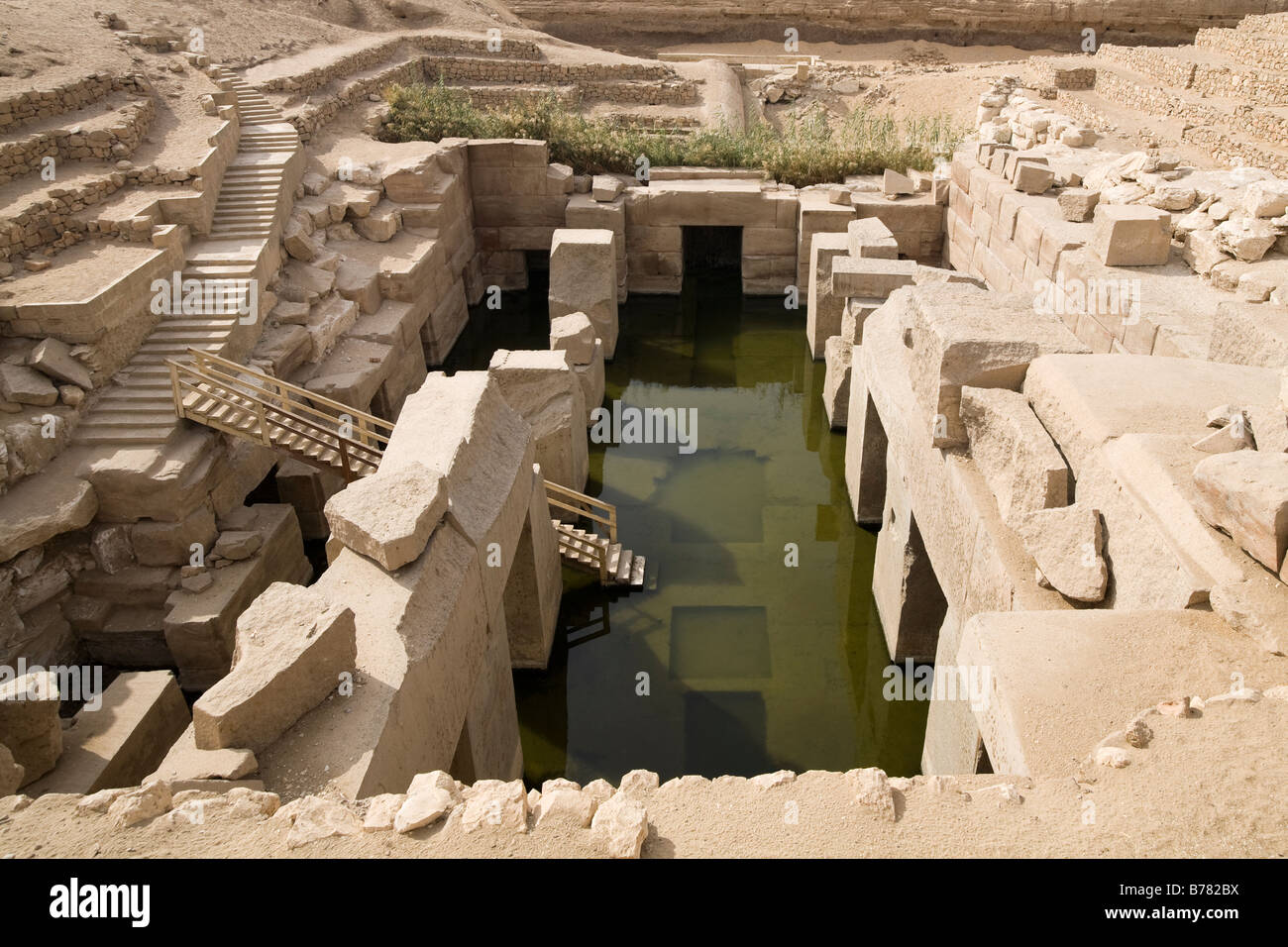 Das Osireion in den Tempel von Sethos I bei Abydos, Niltal, Ägypten Stockfoto