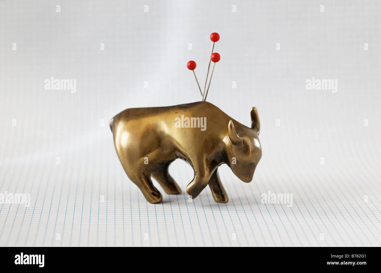 Stifte und Nadeln in Bull Markt symbolisiert schlechte economoy Stockfoto