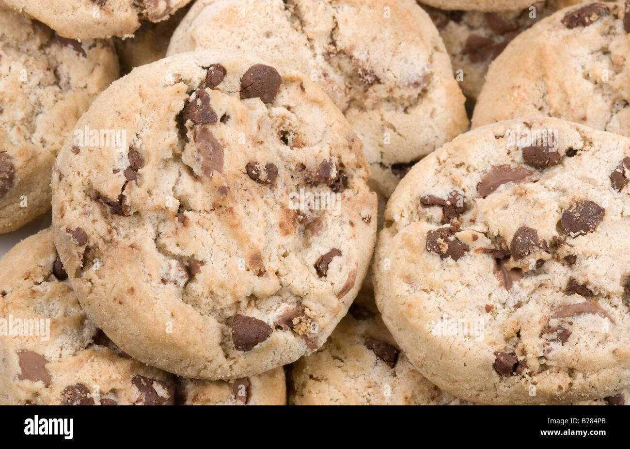 köstliche chocolate Chip Cookies Hintergrund Stockfoto