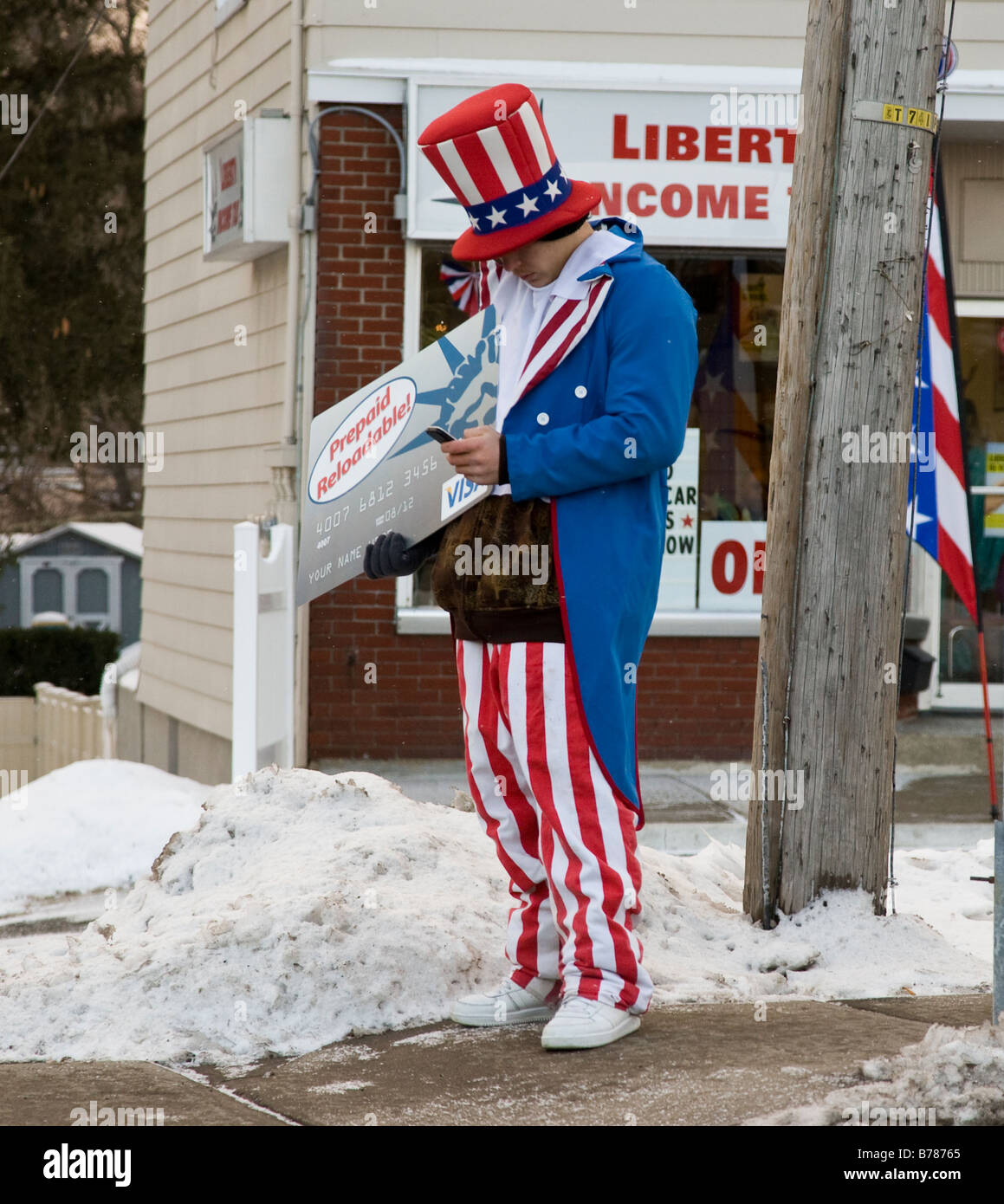 Mann in einem Uncle Sam Kostüm Stockfoto