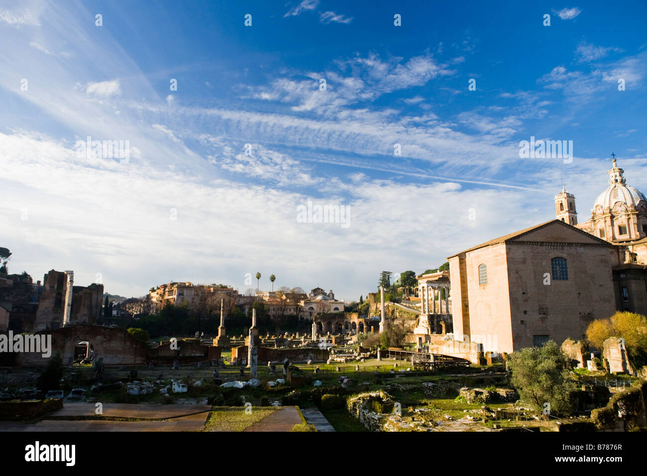 Forum Romanum an einem hellen, klaren Wintertag Stockfoto