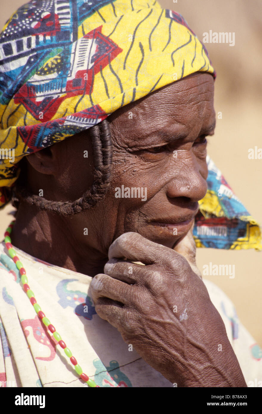Delaquara, Niger. Alte Frau Fulani. Stockfoto