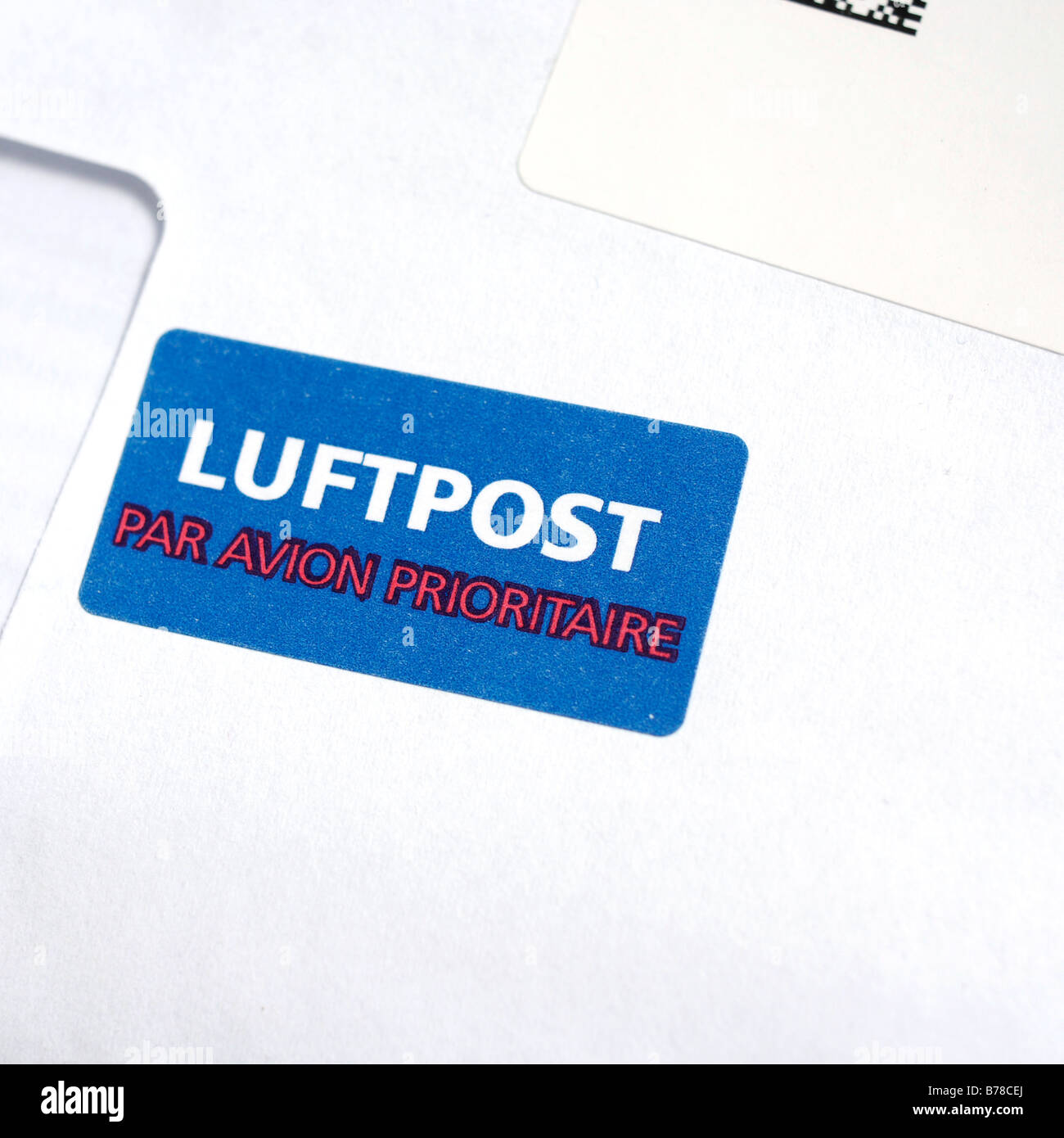 Luftpost-Deutsche Post-Brief mit Luft Post Aufkleber Stockfoto