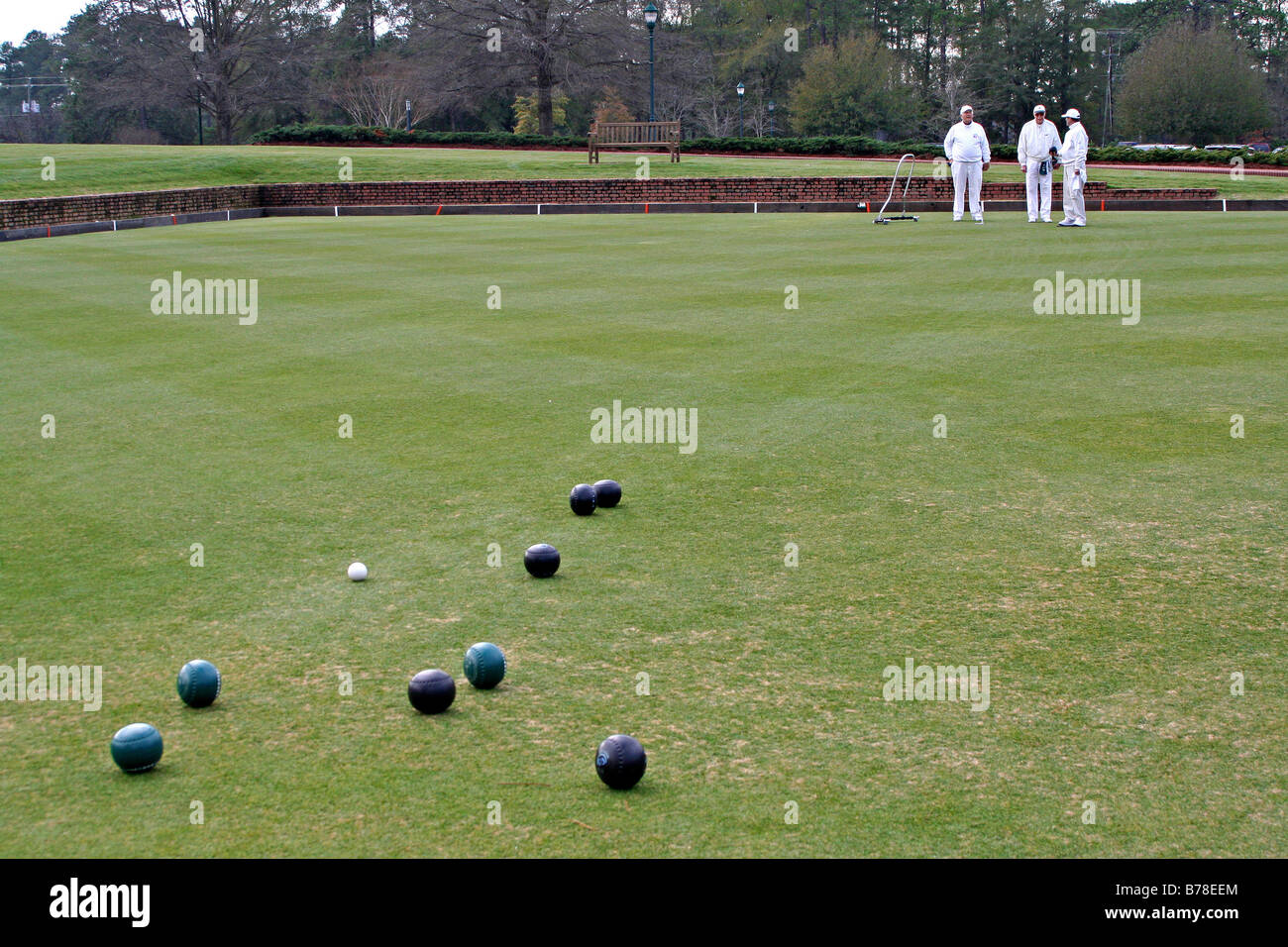 Männer-Rasen-Bowling Pinehurst Golf Club North Carolina Stockfoto