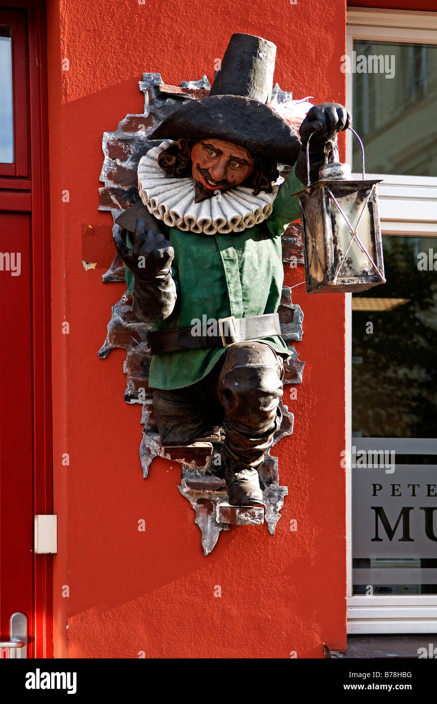 Nachtwache Figur am Eingang zum Museum in Schwerin, Mecklenburg-Western Pomerania, Deutschland, Europa Stockfoto