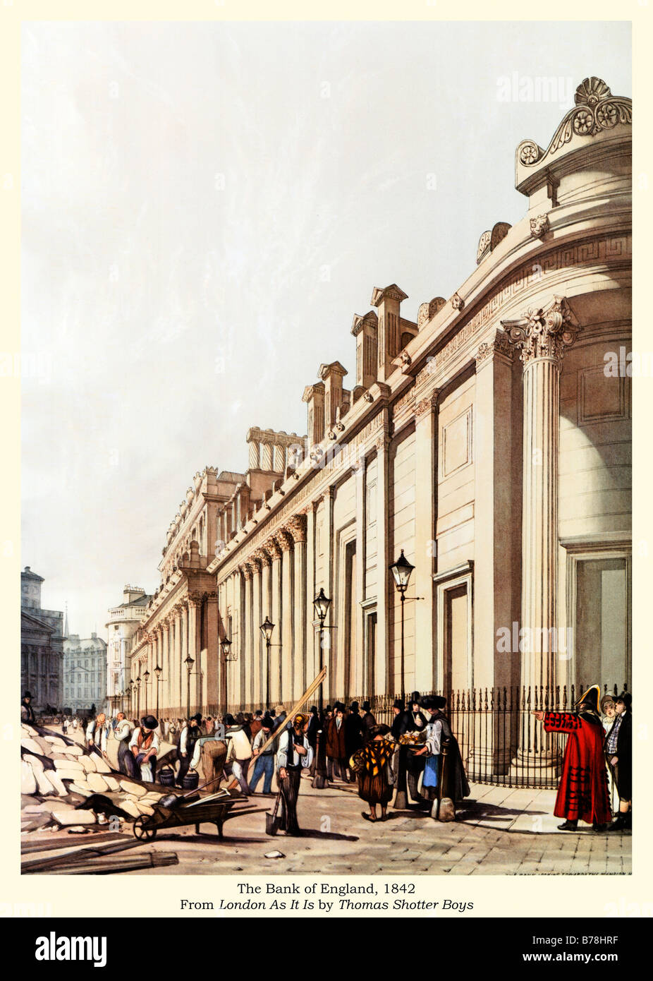 Die Bank of England 1842 Aquarell von Thomas Shotter Boys von Sir John Soane Fassade in der Threadneedle Street Stockfoto