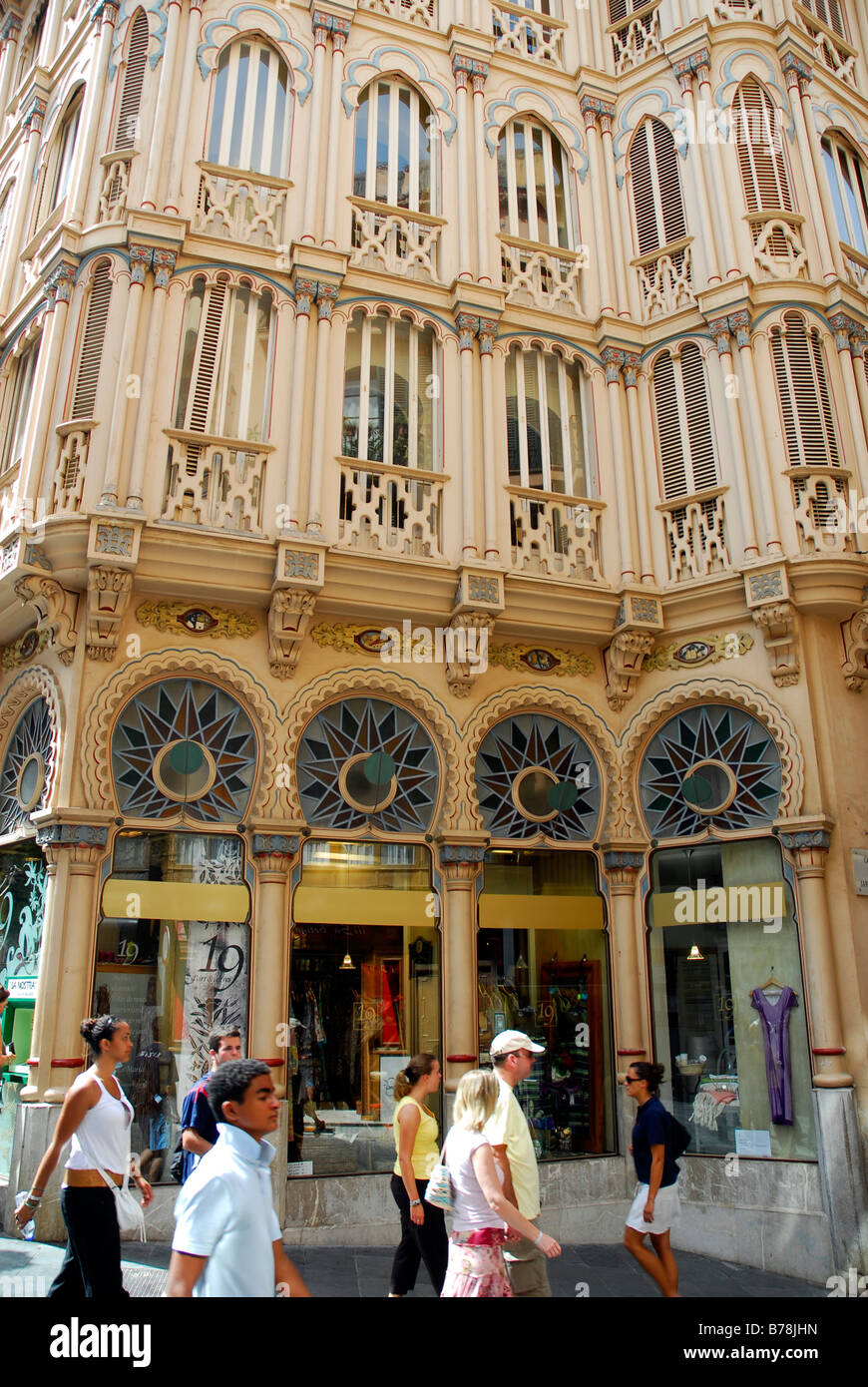 Kann Corbella House Fassade enthält ab ca. 1900, Jugendstil und Neo-maurischen Elementen, Calle Sant Domingo, historische c Stockfoto