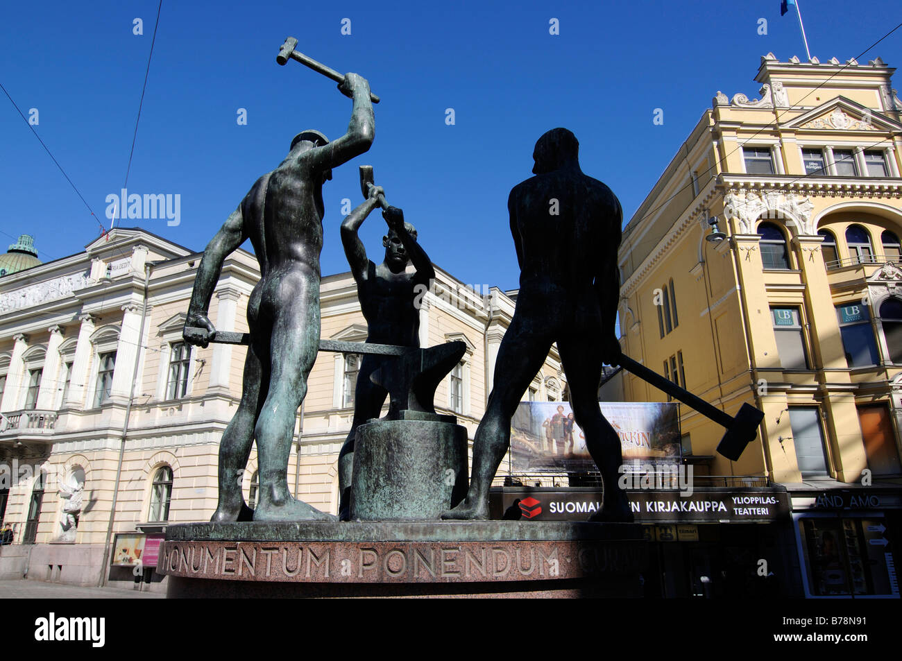 Drei Schmiede Skulptur, Helsinki, Finnland, Europa Stockfoto