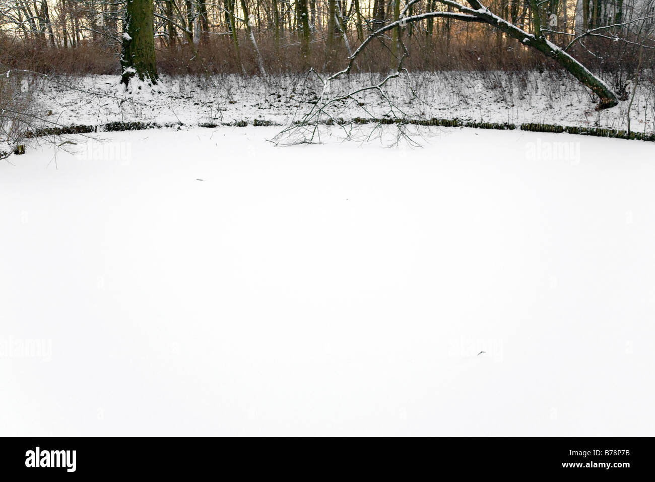 ein Patch von unberührten jungfräulichen Schnee auf einem zugefrorenen See Stockfoto
