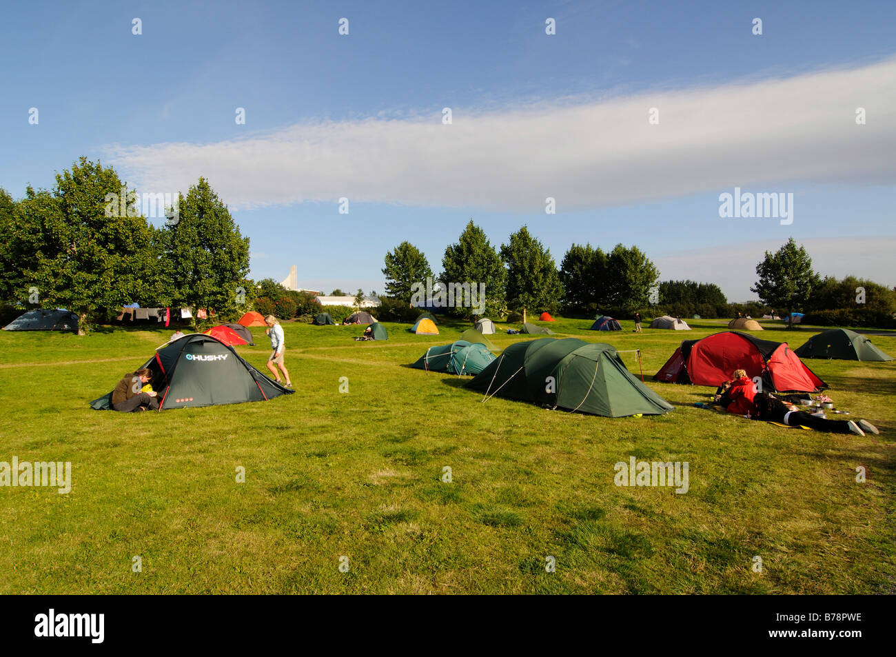 Campingplatz in der Nähe von Reykjavik, Island, Europa Stockfoto