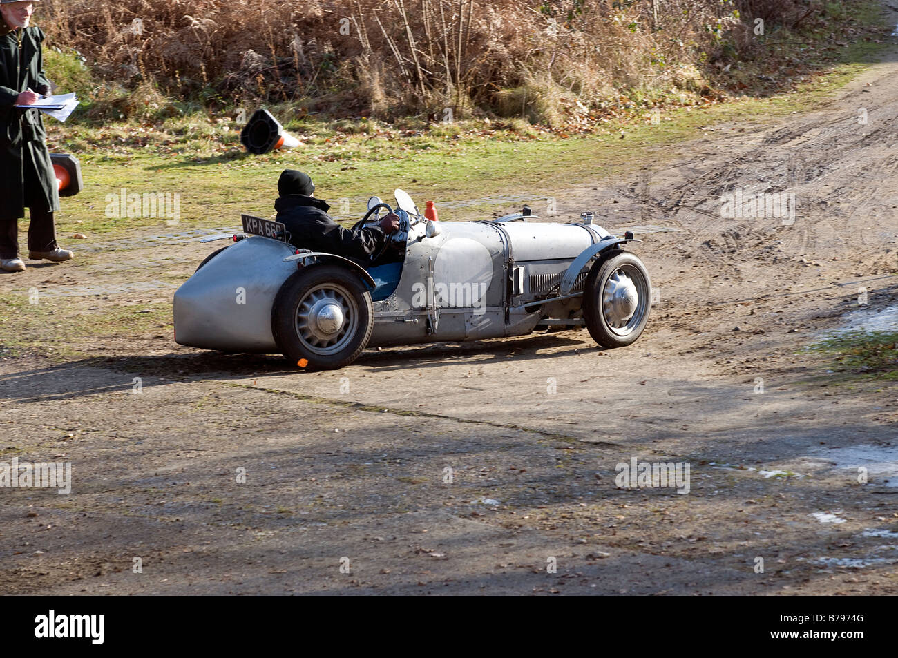 1928-tests 30 Austin Ulster spezielle 747cc VSCC Neujahr fahren Brooklands Januar 2009 Stockfoto