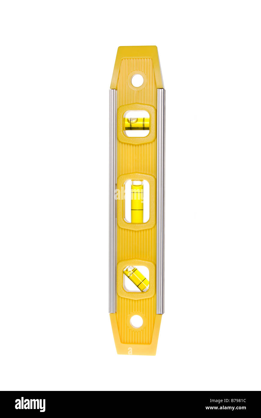Eine neue gelbe Ebene isoliert auf einem weißen Hintergrund für alle Werkzeuge Fabrikations- oder Bau Inferenz einsetzbar Stockfoto