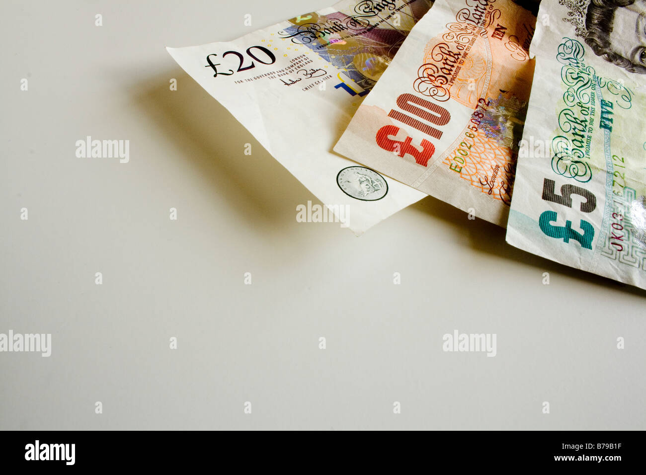Sterling bemerkt £5, 10 & 20 Stockfoto