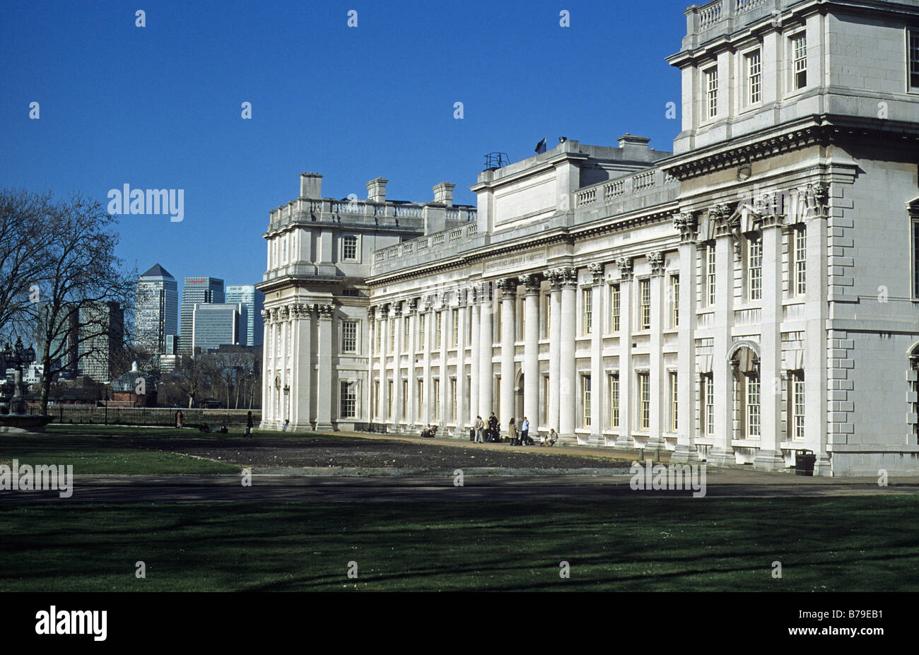 Greenwich Royal Naval Hospital, West Höhe von King Charles Block. Stockfoto