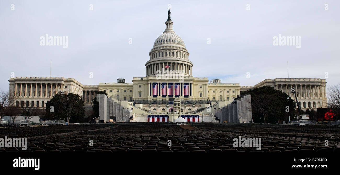 Das US Capitol Building, dem Gelände der Amtseinführung des Präsidenten in Washington DC am 20. Januar 2009. Stockfoto