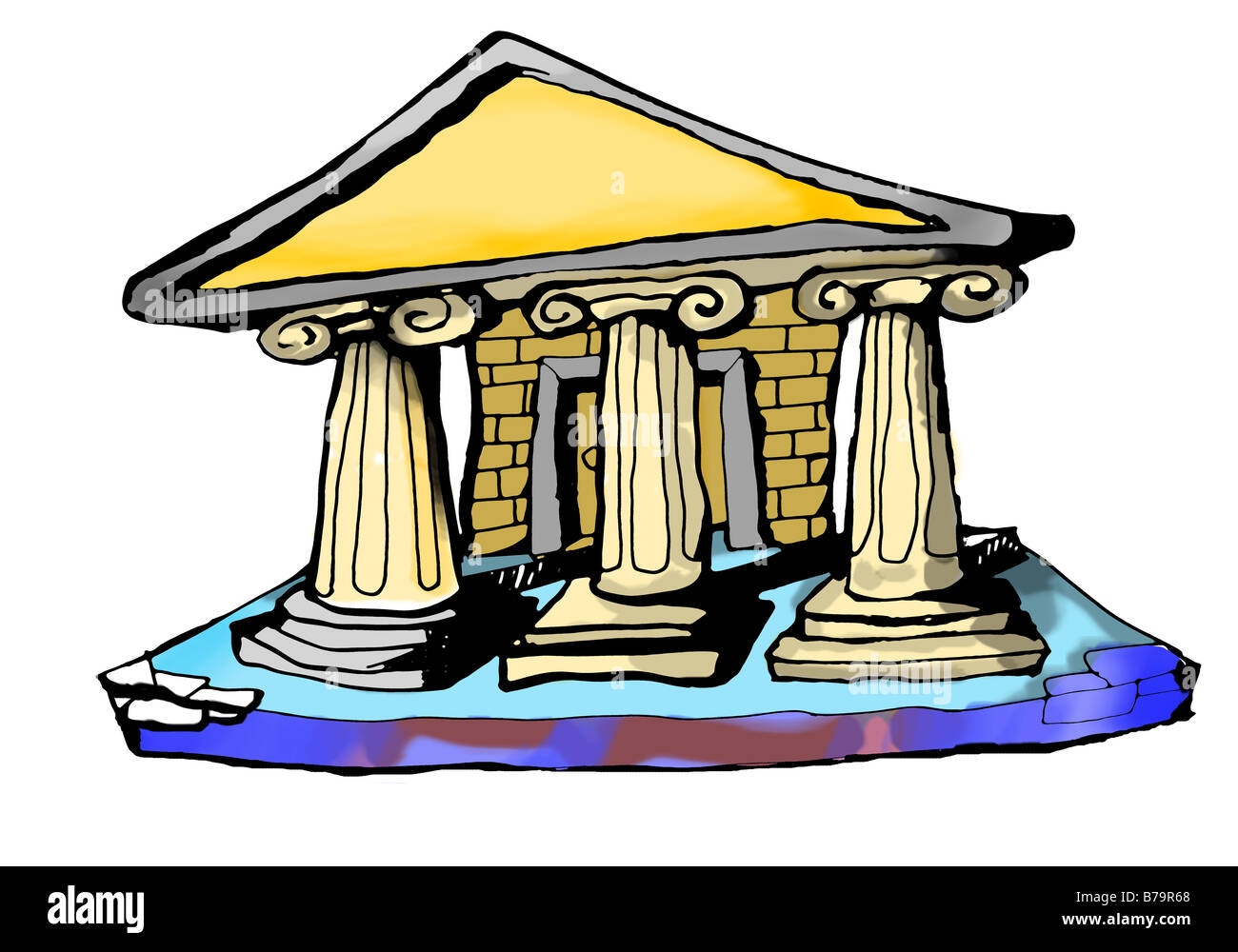 einen Ausschnitt der Abbildung eines antiken Tempels Stockfoto