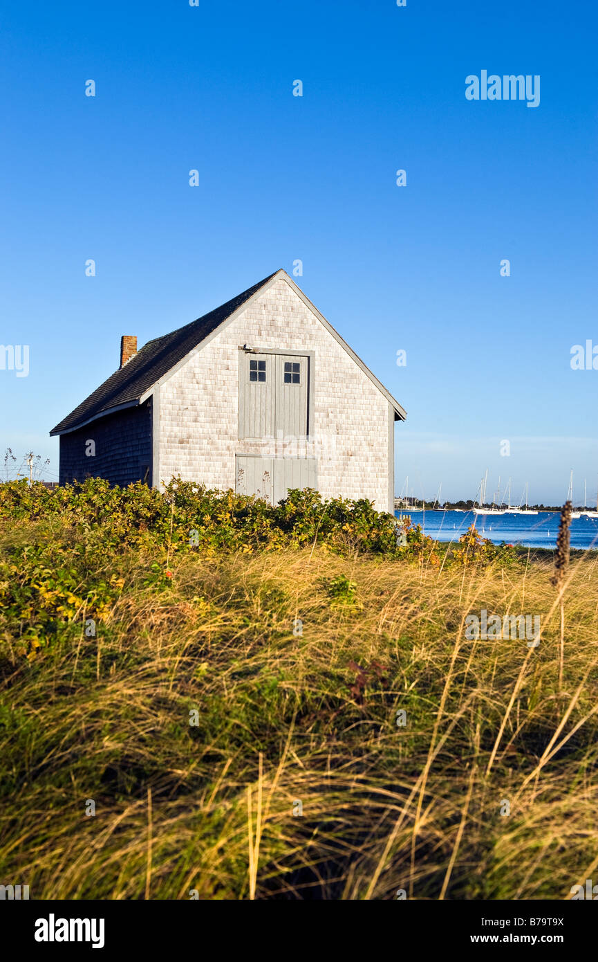 Bootshaus und Chatham Hafen Cape Cod MA Stockfoto