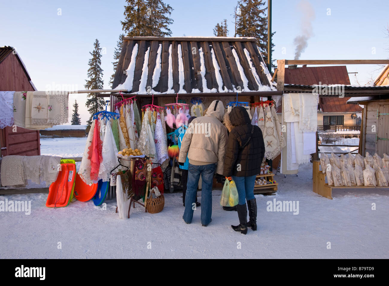 Souvenir-Stall auf Gubalowka Hill Zakopane Tatra Gebirge Podhale Region Polen Stockfoto