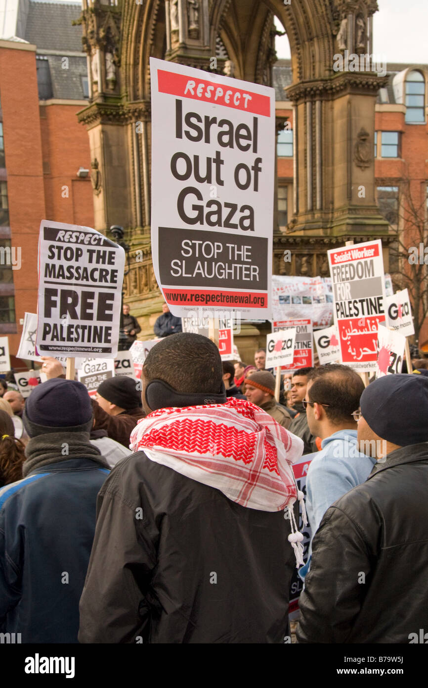 Anti-Israel Krieg gegen Gaza Kundgebung in Albert Square, Manchester am Dienstag, 20. Januar 2009 Stockfoto