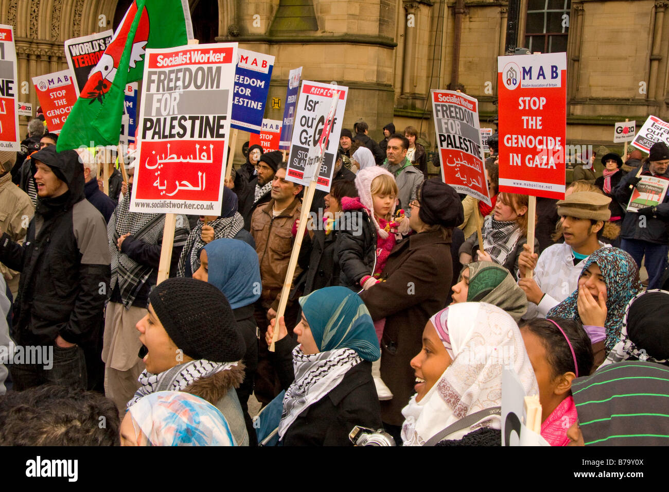 Anti-Israel Krieg gegen Gaza Kundgebung in Albert Square, Manchester am Dienstag, 20. Januar 2009 Stockfoto