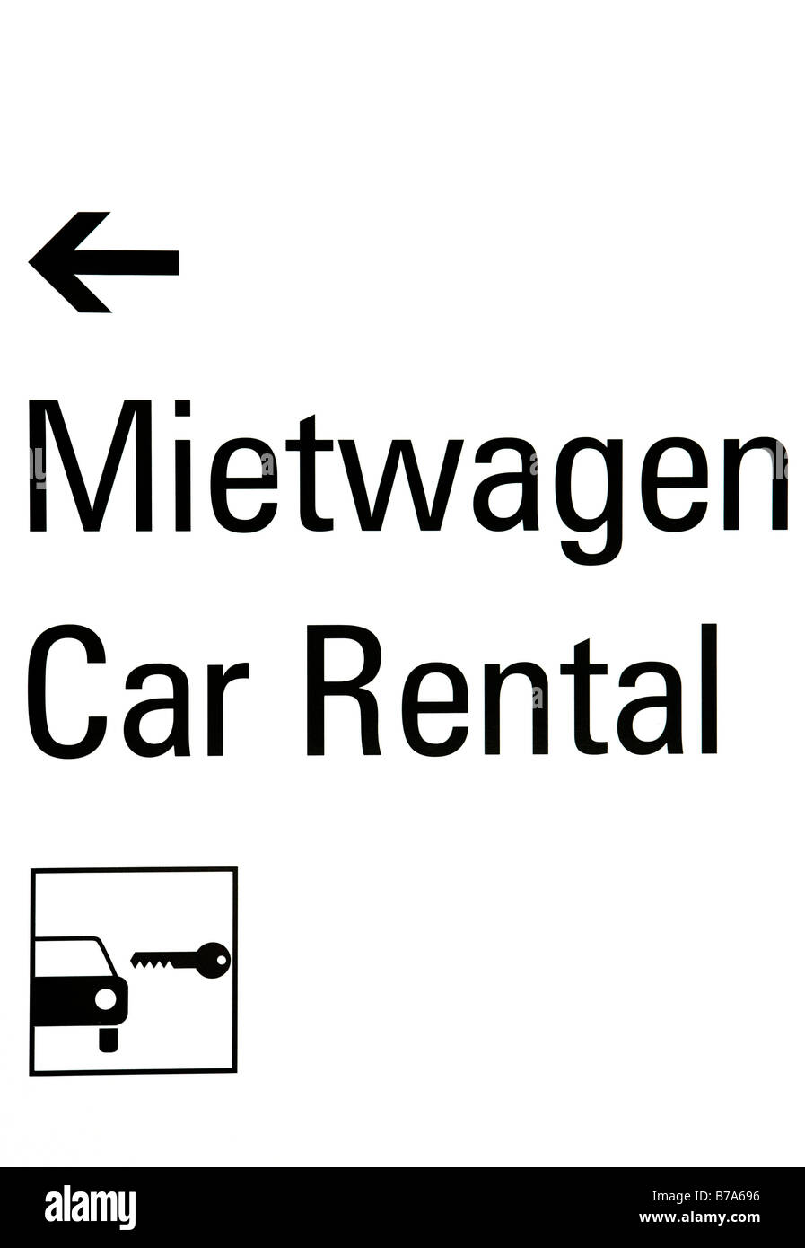 Hinweisschild für Autovermietungen am Flughafen München, Bayern, Deutschland, Europa Stockfoto
