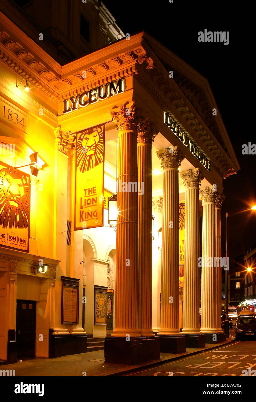 Das Lyceum Theatre bei Nacht, London, England, Großbritannien, Europa Stockfoto