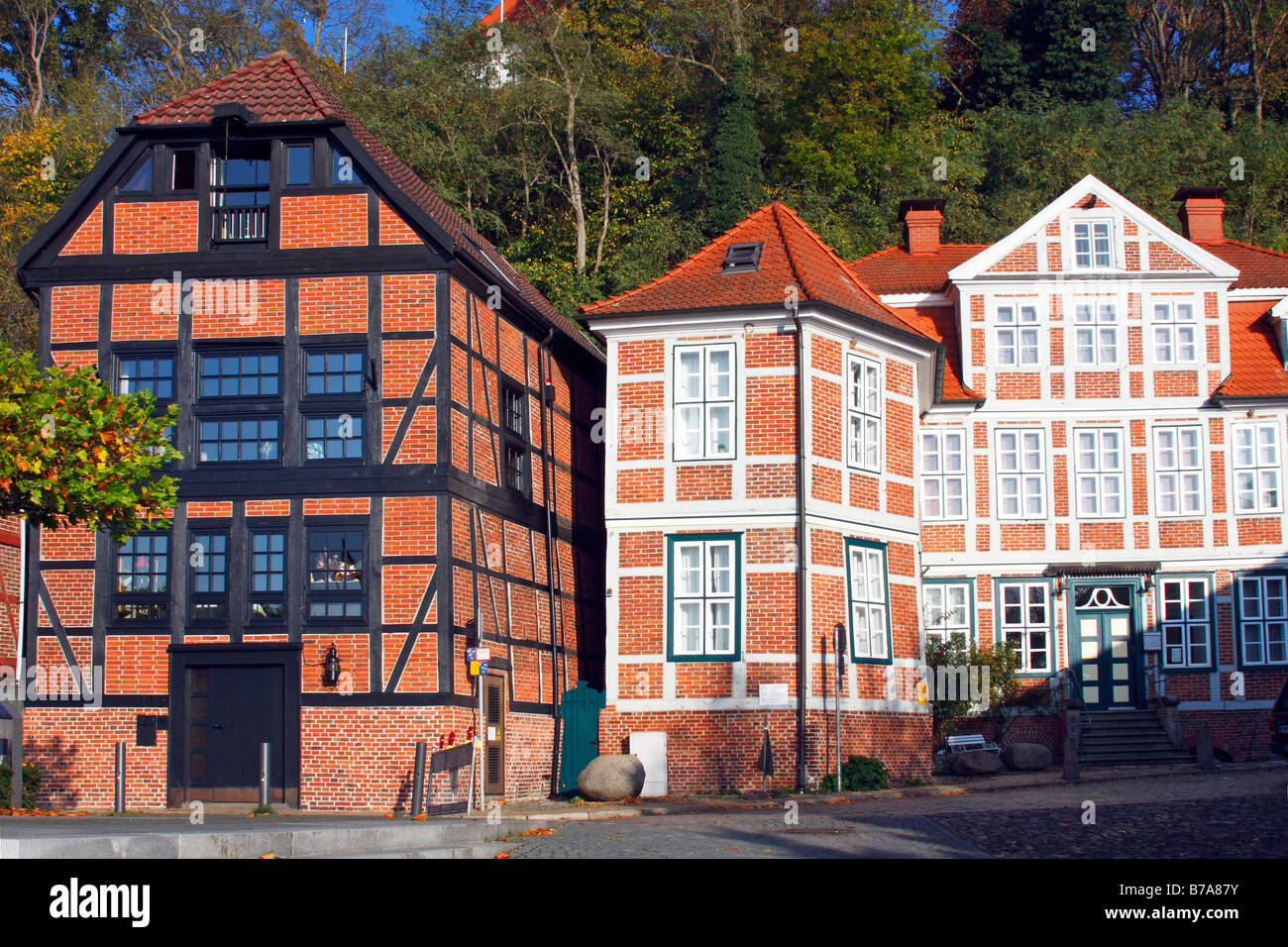 Fachwerkhäuser in der historischen Mitte von Lauenburg an der Elbe, Schleswig-Holstein, Herzogtum Lauenburg Bezirk G Stockfoto
