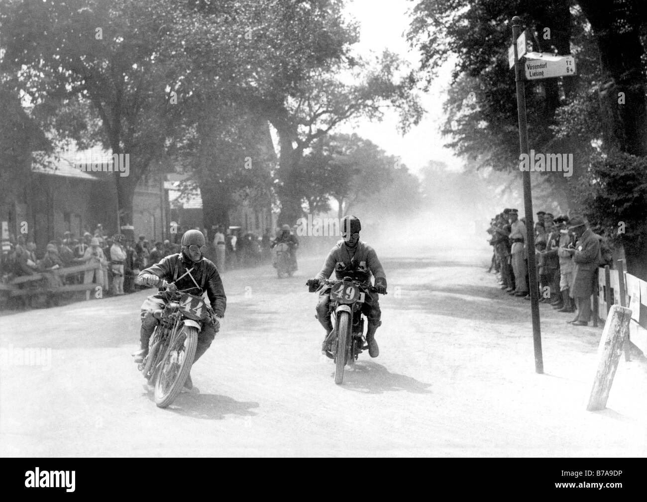Historisches Foto, Motorradrennen, ca. 1930 Stockfoto