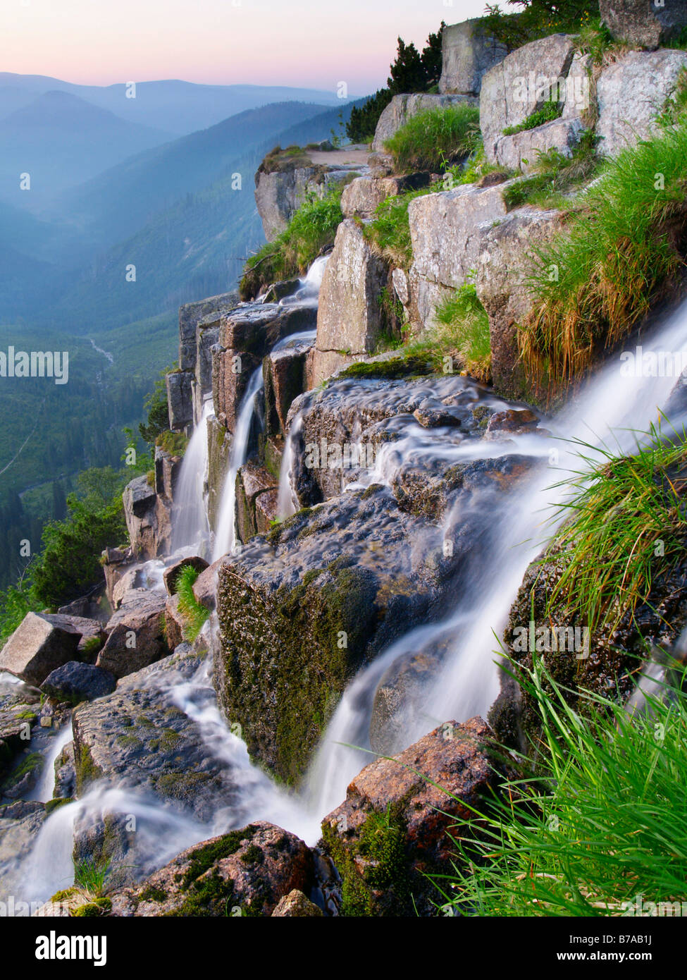 Pancava Wasserfall, Krkonose Nationalpark, Riesen Mountains Nationalpark, Ost-Böhmen, Tschechische Republik, Europa Stockfoto