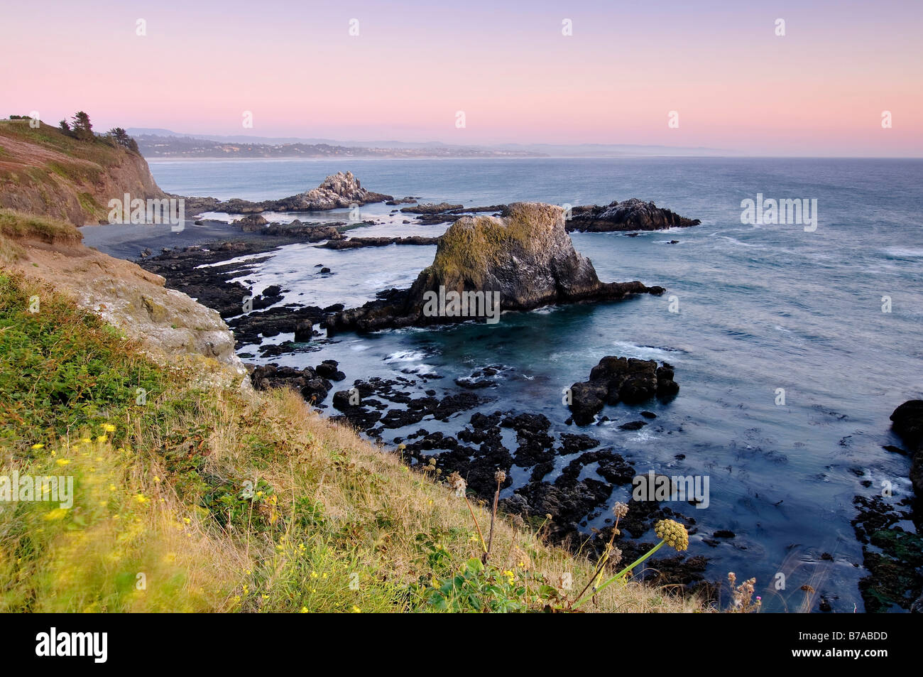 Felsige Bucht in der Yaquina Head State Park, Oregon, USA, Nordamerika Stockfoto