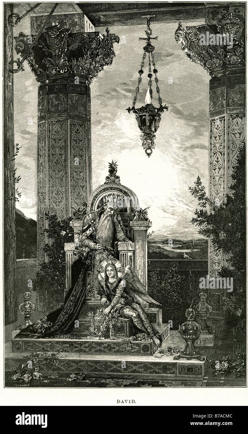 David König Kaiser sitzen Thron königliche Krone Reichtum Palast Säule Spalte David "geliebten", war der zweite König des Vereinten Ki Stockfoto