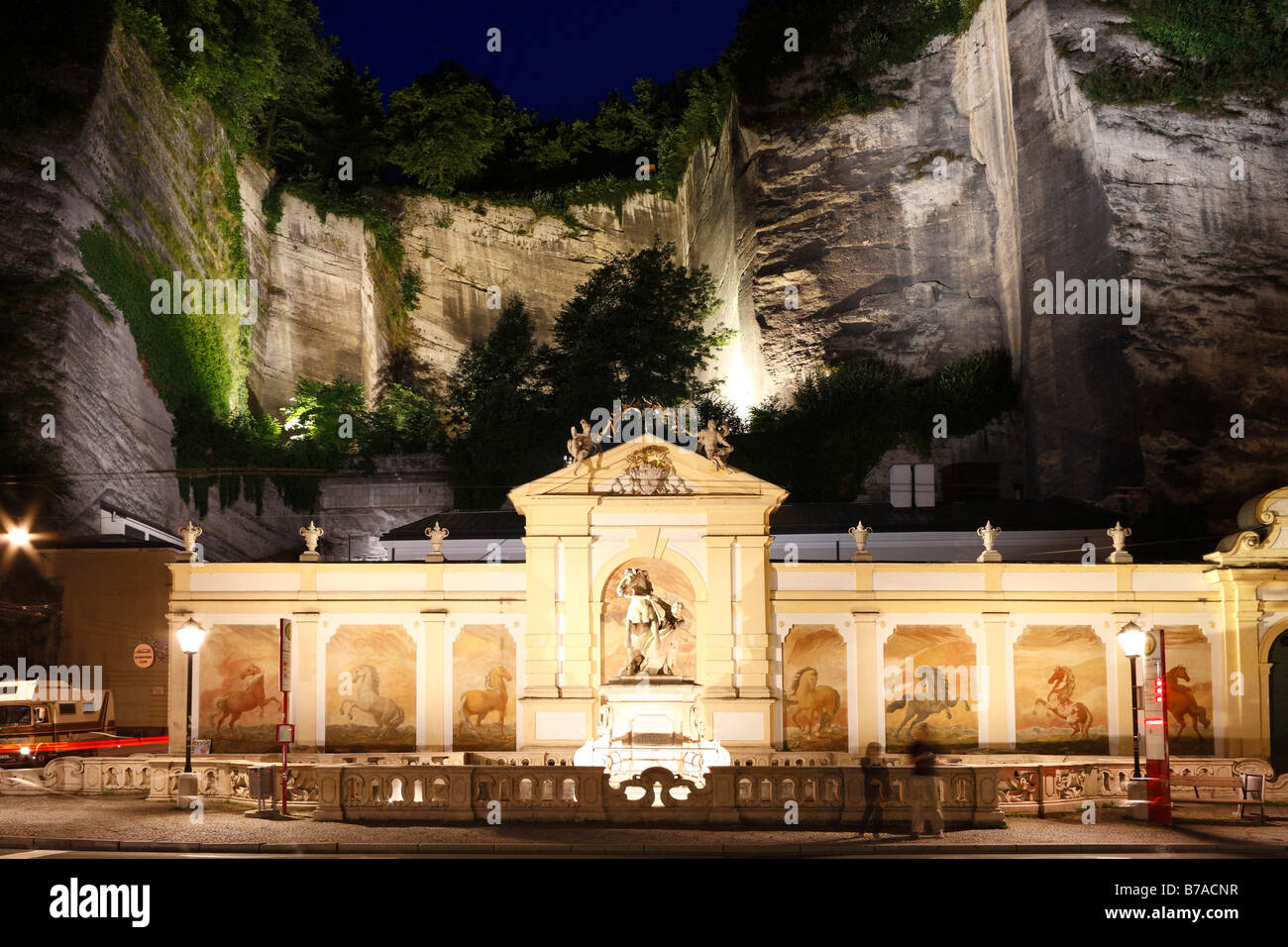 Pferd Teich, Nacht erschossen, Salzburg, Österreich, Europa Stockfoto