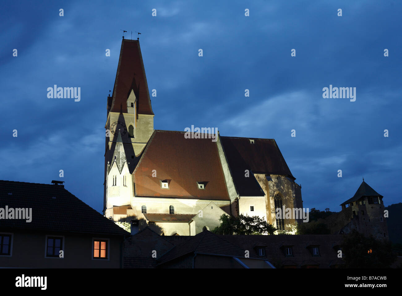 Wehrkirche, Defensive Kirche in Weissenkirchen in der Wachau, Waldviertel, Wald-Viertel, Niederösterreich, Österreich Stockfoto