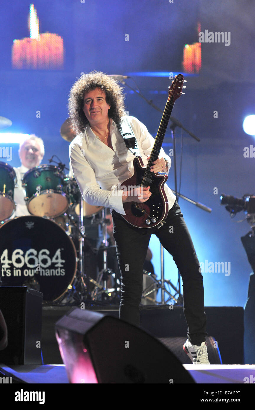 Brian May von Queen führt bei einem Konzert in London Stockfoto