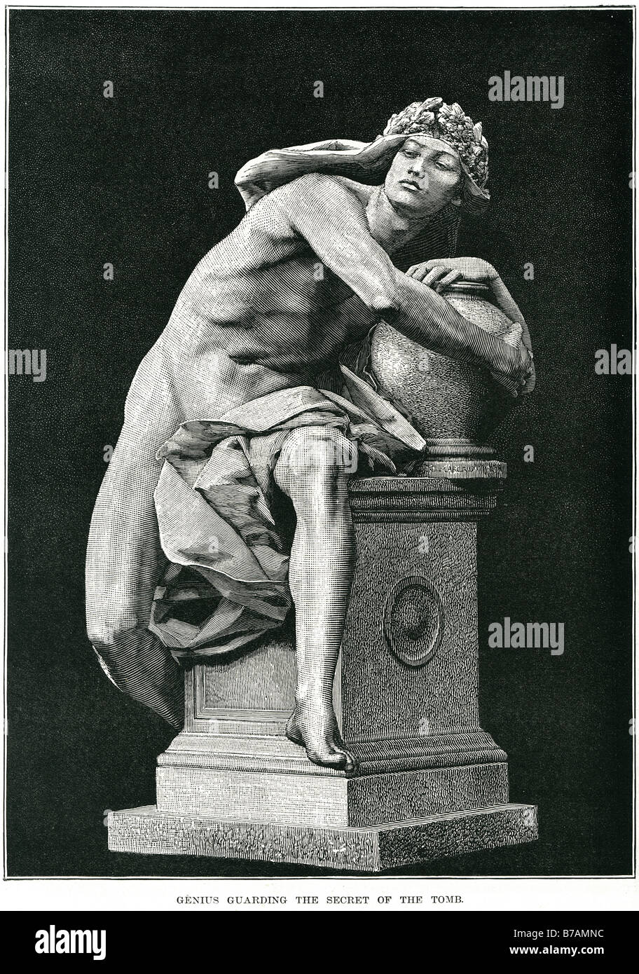 Genie Bewachung geheime Grab steinerne Statue Schnitzerei Skulptur Charles René de Paul de Saint-Marceaux 1845 1915 Frankreich Stockfoto