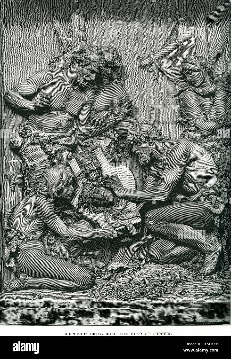 Schäferhund Kopf entdecken Orpheus Bass Relief Skulptur 3d M Alphonse Amédée cordonnier Prix de Rome Gewinner Skulptur 1877 Stockfoto