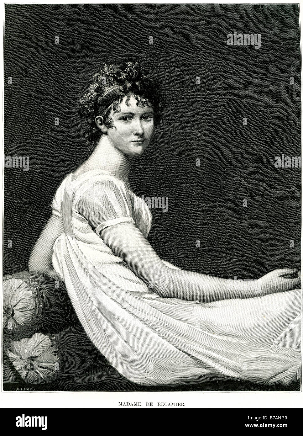 Madame de Recamier Jeanne-Françoise Julie Adélaïde Bernard Récamier (4. Dezember 1777 - 11. Mai 1849) war eine Französin, war ein Stockfoto