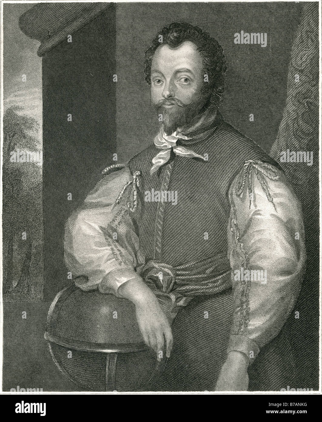 Sir Francis Drake, Vizeadmiral (c. 1540 – 27 Januar 1595), war ein englischer Freibeuter, Navigator, Sklavenhändler und Politiker Stockfoto