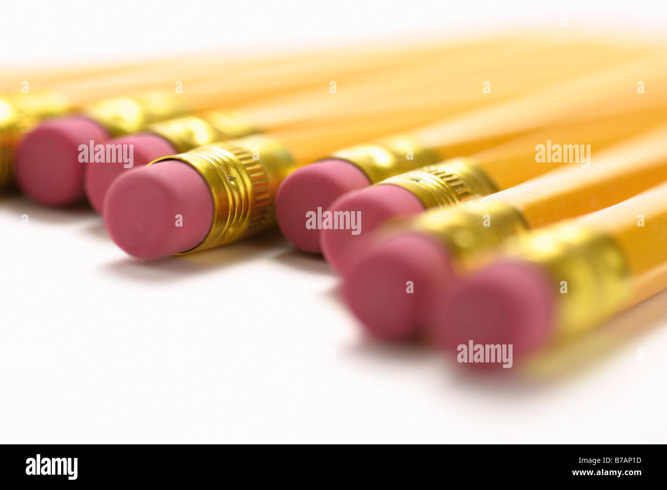 Kautschuk, die Bleistifte gespitzt Stockfoto