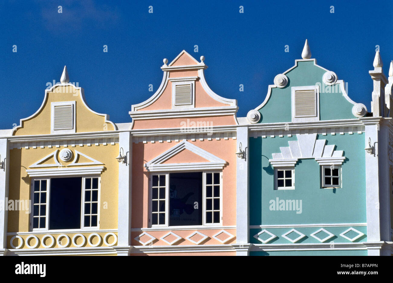 Bunte Gebäude in Oranjestad, Aruba Stockfoto