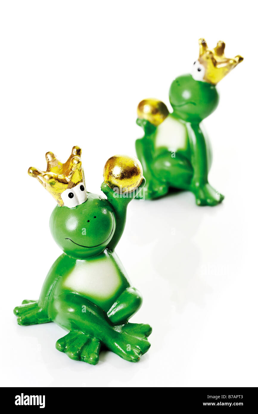 Frosch-Könige mit goldenen Kugeln Stockfoto