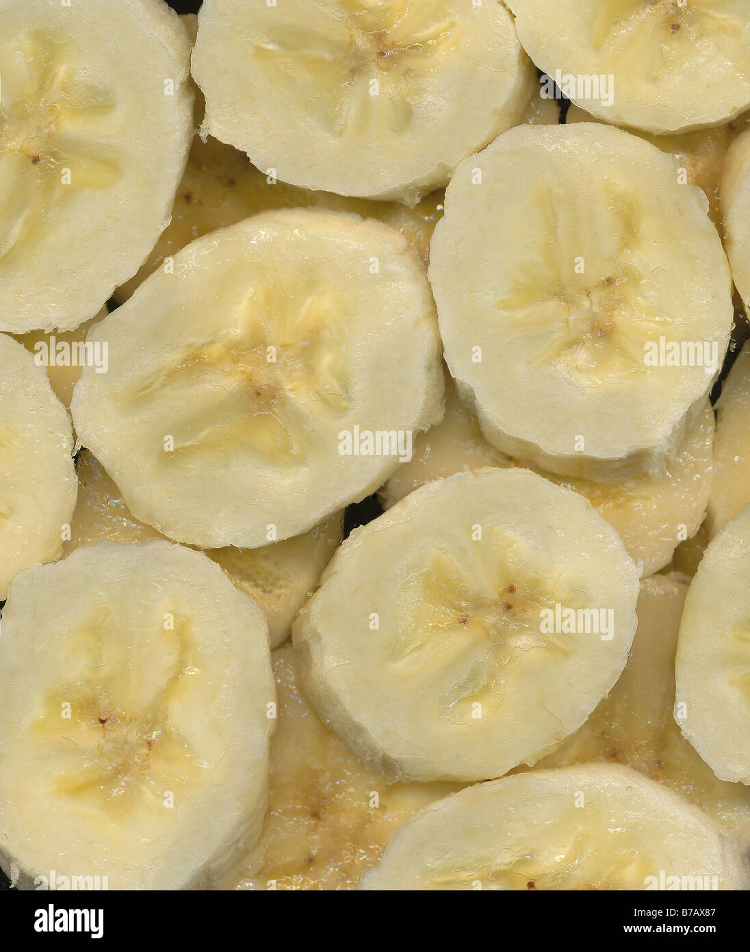 in Scheiben geschnittenen Bananen in Nahaufnahme Stockfoto