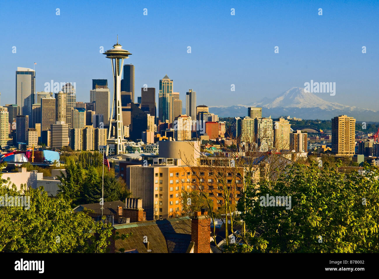 Seattle, Washington Skyline von Queen Anne Hill Stockfoto