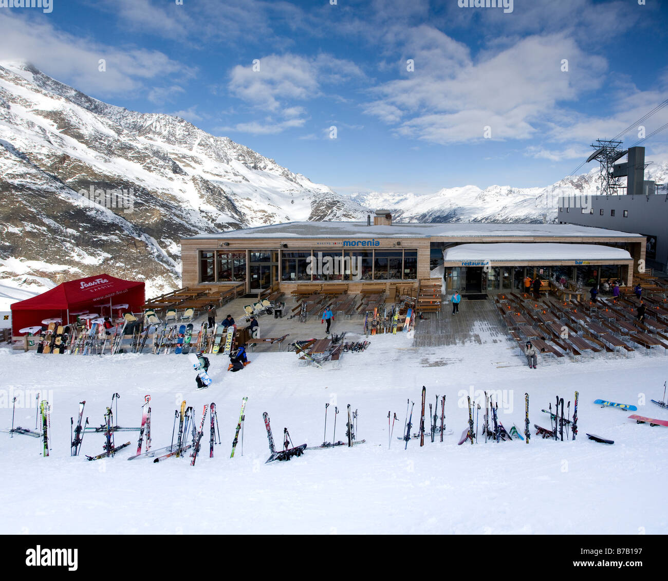 Morenia Mountain Restaurant Saas Fee Schweiz Stockfoto