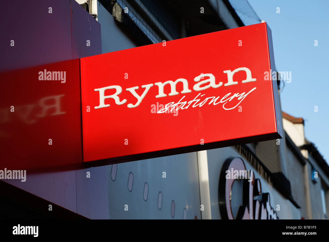 Ryman Zeichen High Street Läden und shopping-Januar 2009 Stockfoto