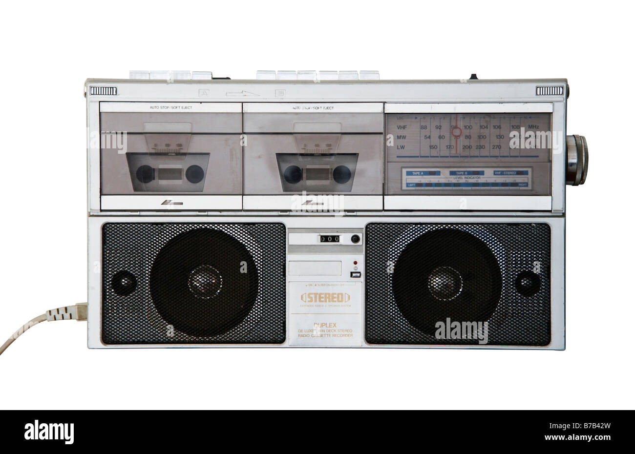 1980er-Jahre Retro-Stereo-Radio-Kassettenrecorder Stockfoto