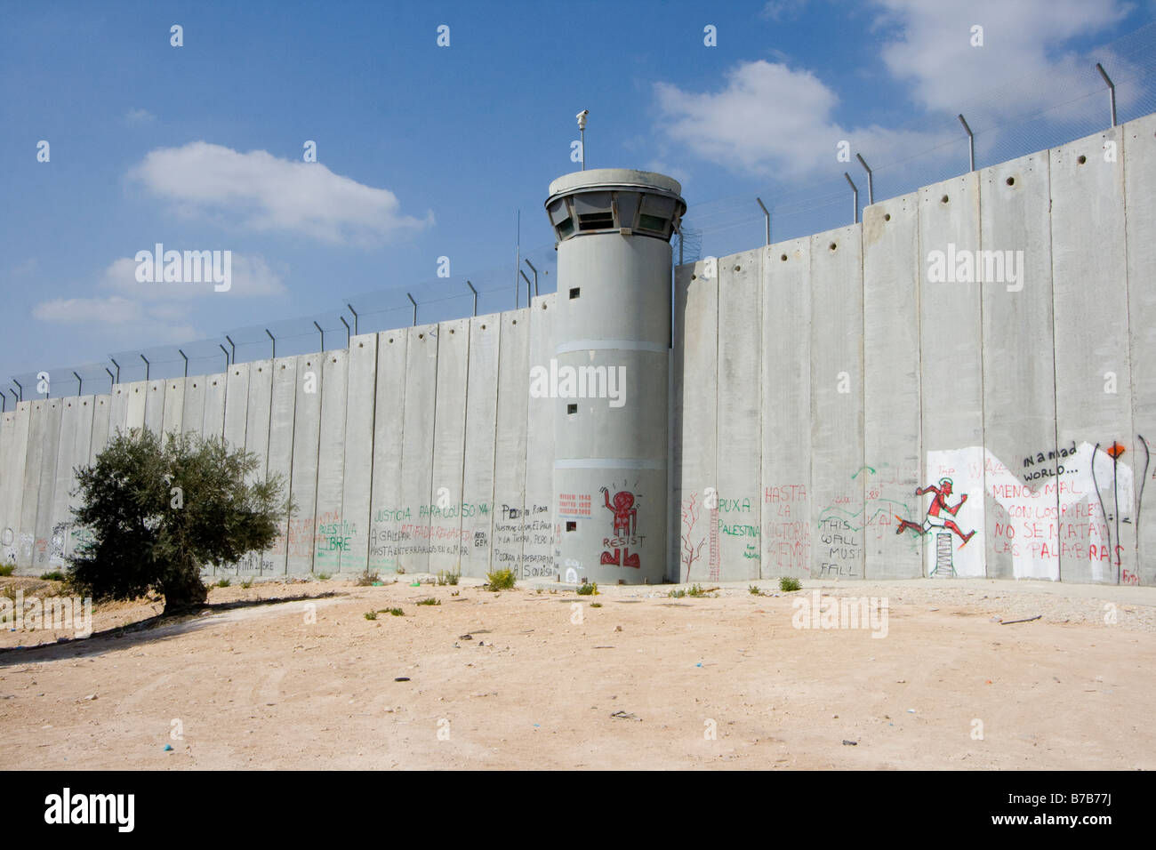 Israelischen Sicherheitszauns außerhalb Bethlehem im Westjordanland Stockfoto