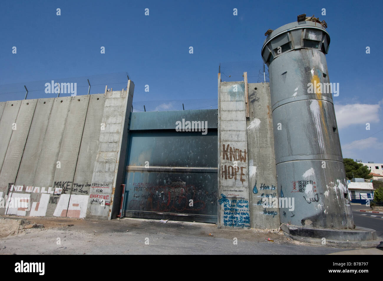 Israelischen Sicherheitszauns außerhalb Bethlehem im Westjordanland Stockfoto